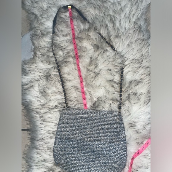 Vintage💙Blue woven crossbody bag with chain strap flap bag vintage bag y2k bag - Picture 2 of 14